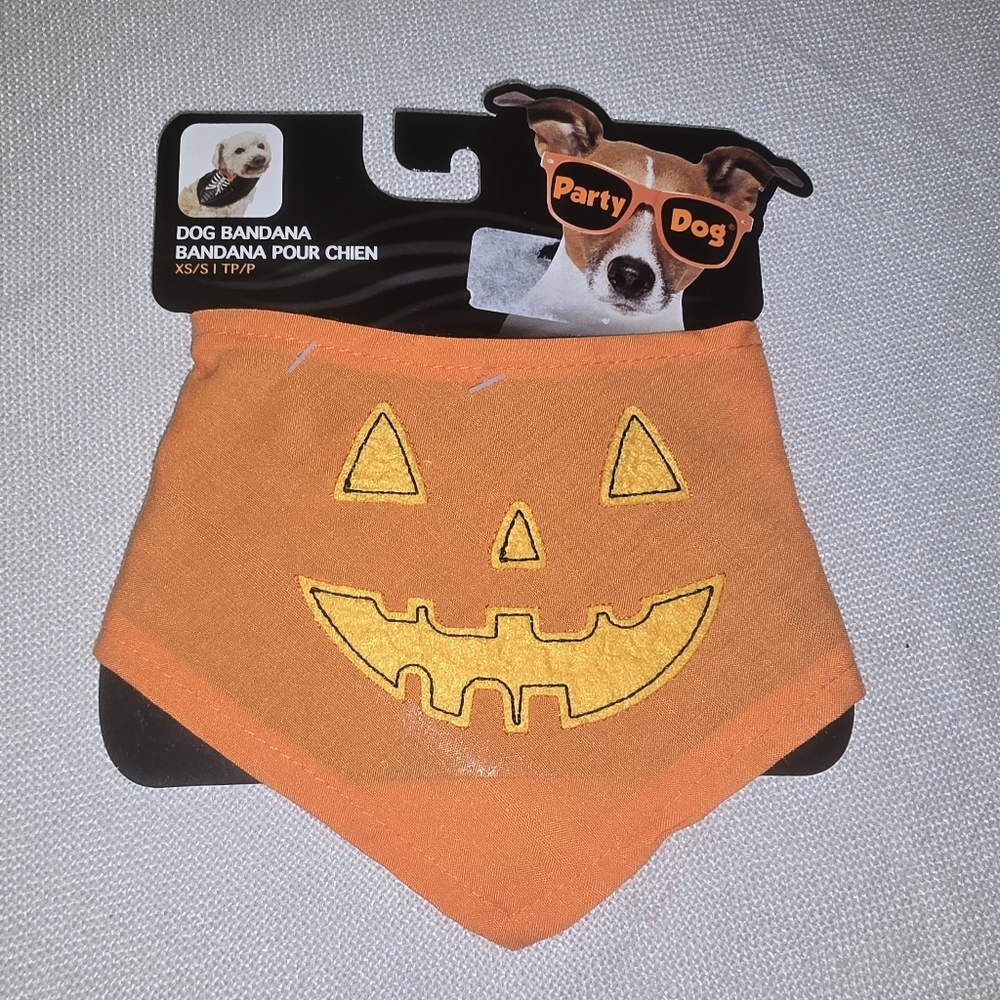 Party Dog Sz. XSmall - Small Orange Pumpkin Dog Bandana NWT